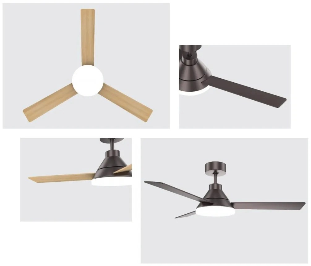 Lustra LED cu Ventilator si telecomanda Olalla maro/lemn