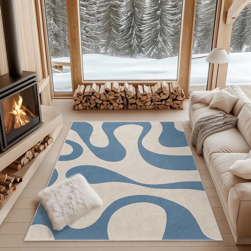 Covor albastru lavabil 80x150 cm Blue Latte – Mila Home