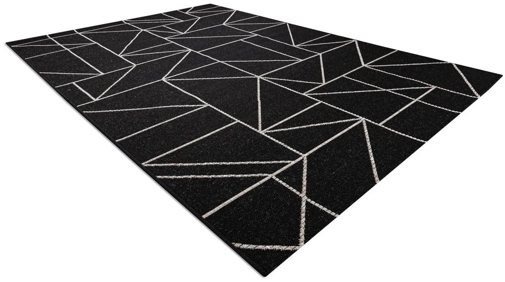 Covor sisal Floorlux 20605 negru si argint Triunghiuri, Geometric