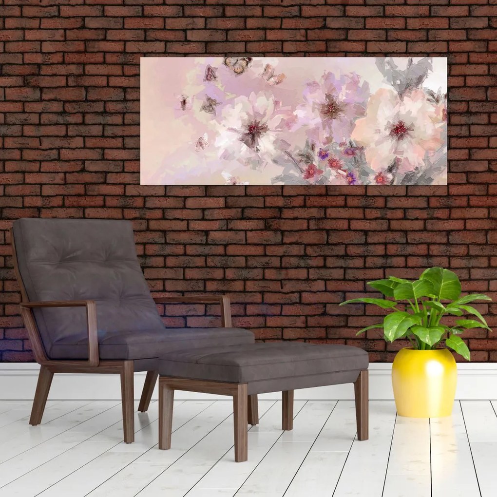 Tablou - Colaj de artă cu fluturi (120x50 cm)
