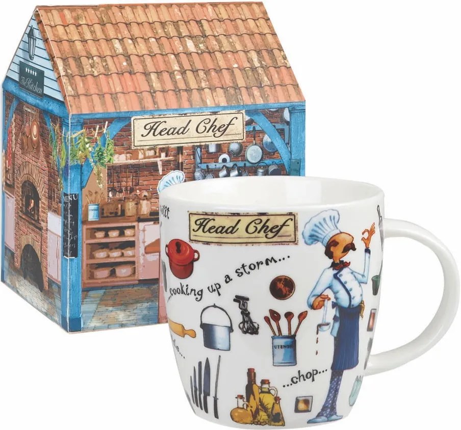Cană din porțelan în cutie pentru cadou Churchill Head Ched, 390 ml