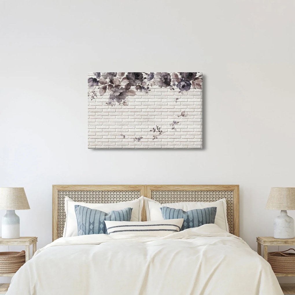 Tablou cu perete și buchet (90x60 cm)
