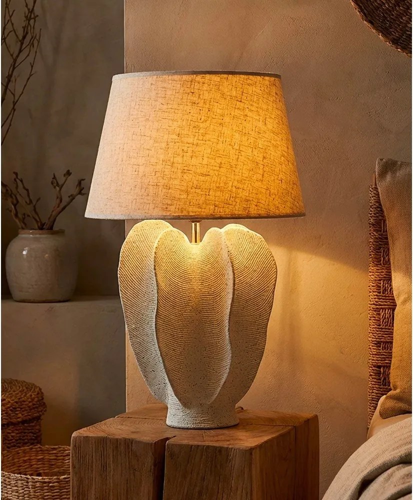 Veioză crem cu abajur textil (înălțime 63 cm) Ester – Mauro Ferretti