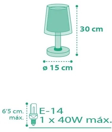 Dalber D-80221T - Veioză copii VICHY 1xE14/40W/230V