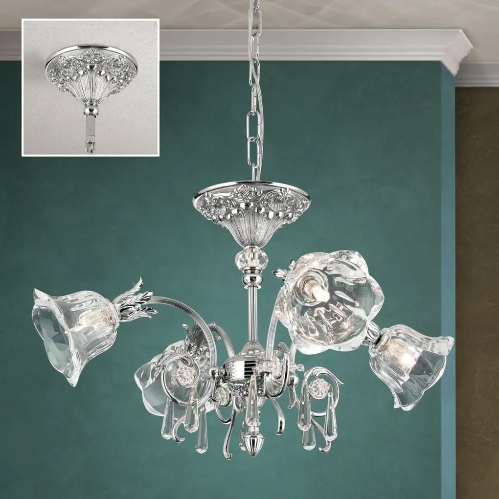 Candelabru cristal design lux LA BOHEME D-60cm 4L antique silver