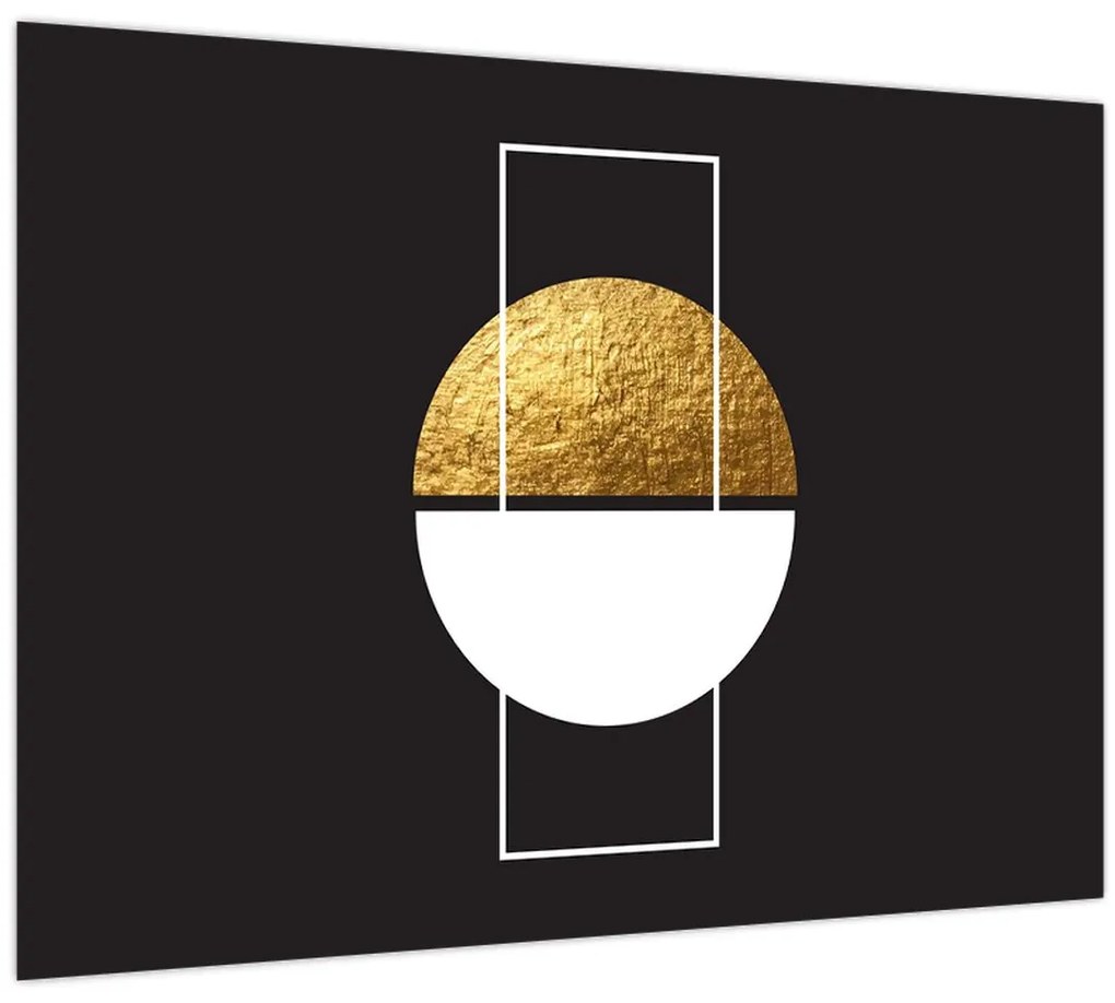Tablou pe sticlă - Abstracție de aur și negru N⁰1 (70x50 cm)