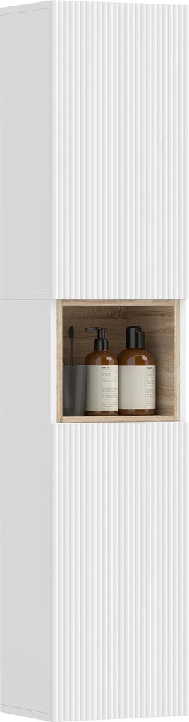 HOMCOM Dulap baie, independent cu 2 uși și raft deschis, Alb | Aosom Romania