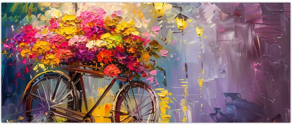 Tablou - Roată cu flori (120x50 cm)