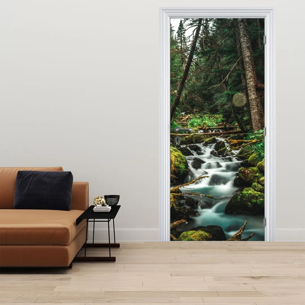 Fototapet pentru ușă - Pârâu în pădure (95x205cm)