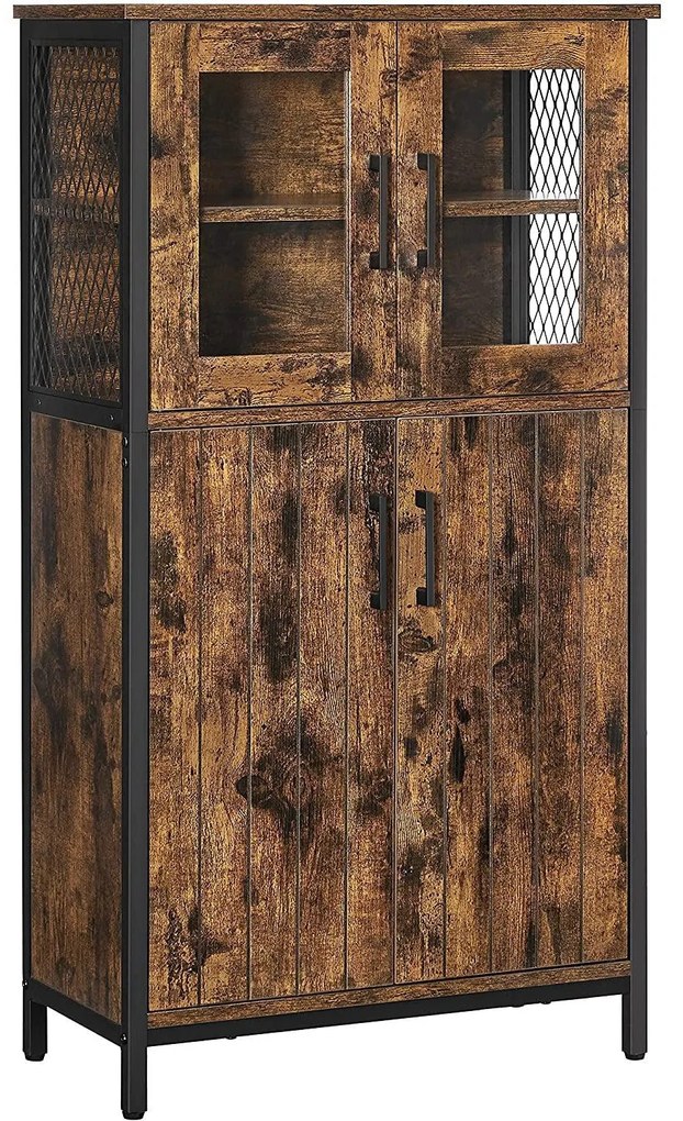 Dulap depozitare, dulap baie 60 x 108 x 30 cm, rustic maro si negru