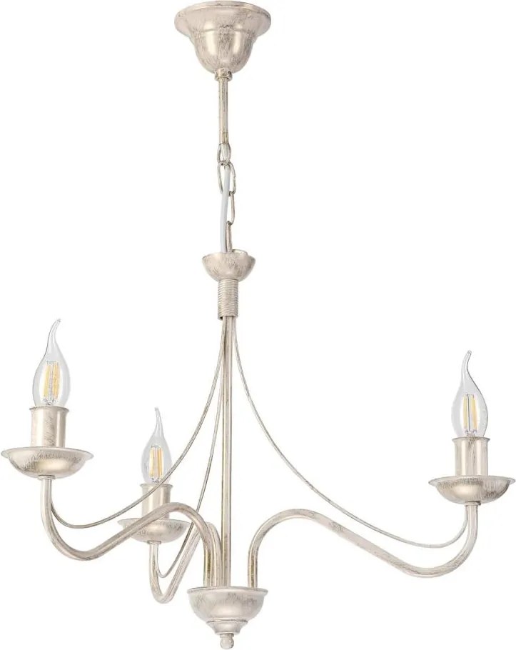 Lustră pe lanț ANTON 3xE14/60W/230V patină albă