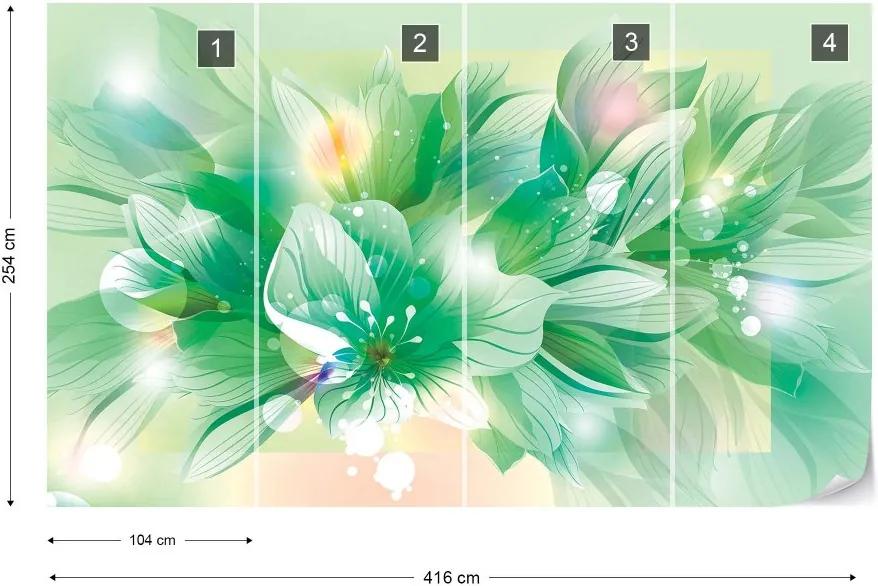 Fototapet GLIX - Flowers Green + adeziv GRATUIT Tapet nețesute - 416x254 cm