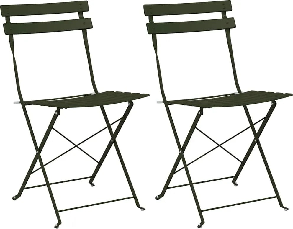 vidaXL Scaun pliabil pentru grădină 2 pcs Verde 42 x 46 x 82cm Metal
