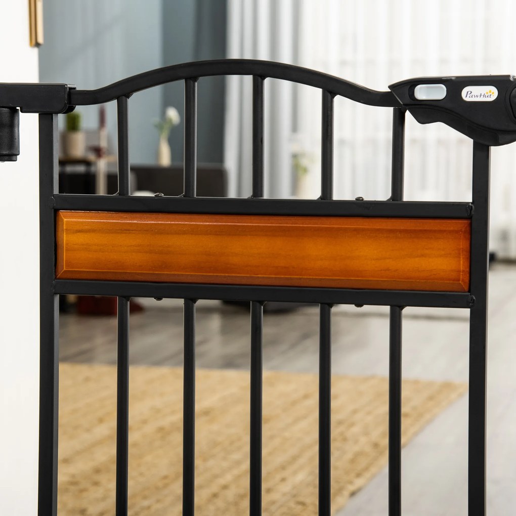 PawHut Portiță Extensibilă pentru Câinișori, Închidere Automată, 74-80 cm, Negru, Siguranță și Confort | Aosom Romania