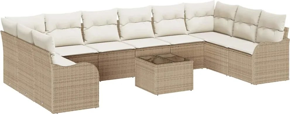 vidaXL Set de canapele pentru grădină 11 pcs Bej poliratan