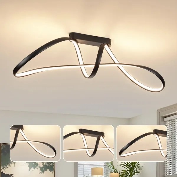 Brilagi-LED Lustră aplicată dimmabilă TWISTER LED/60W/230V 3000-6000K neagră + telecomandă