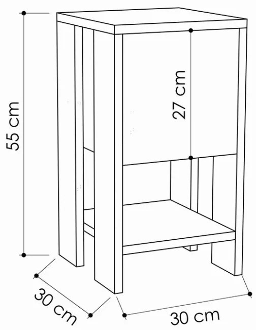 Noptiera Ema Alb 30x30x55 cm