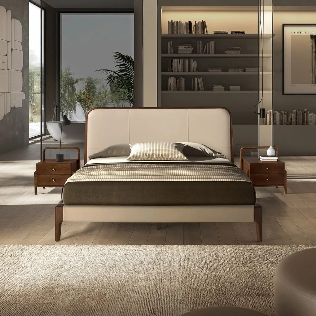 Pat dublu tapitat design LUX Cream 180x200cm