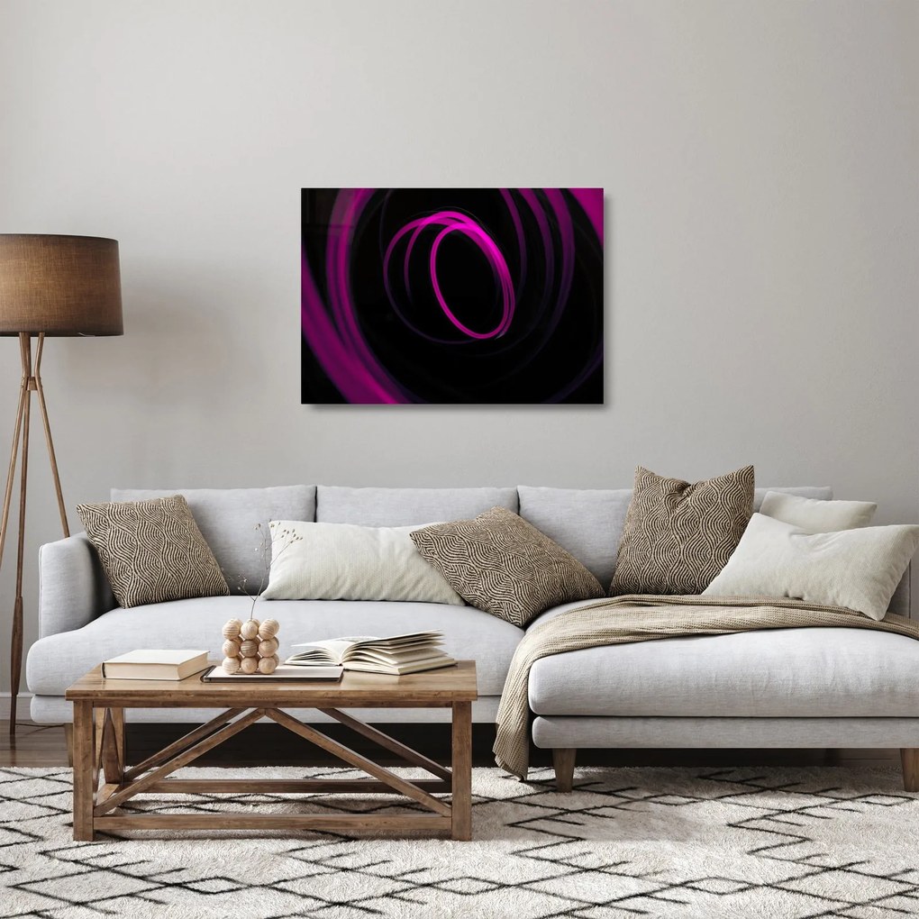 Tablou pe sticlă - linii violete (70x50 cm)