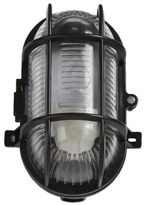 Lampa ovala, tip soclu E27, 11 x 13 cm, material plastic, culoare negru