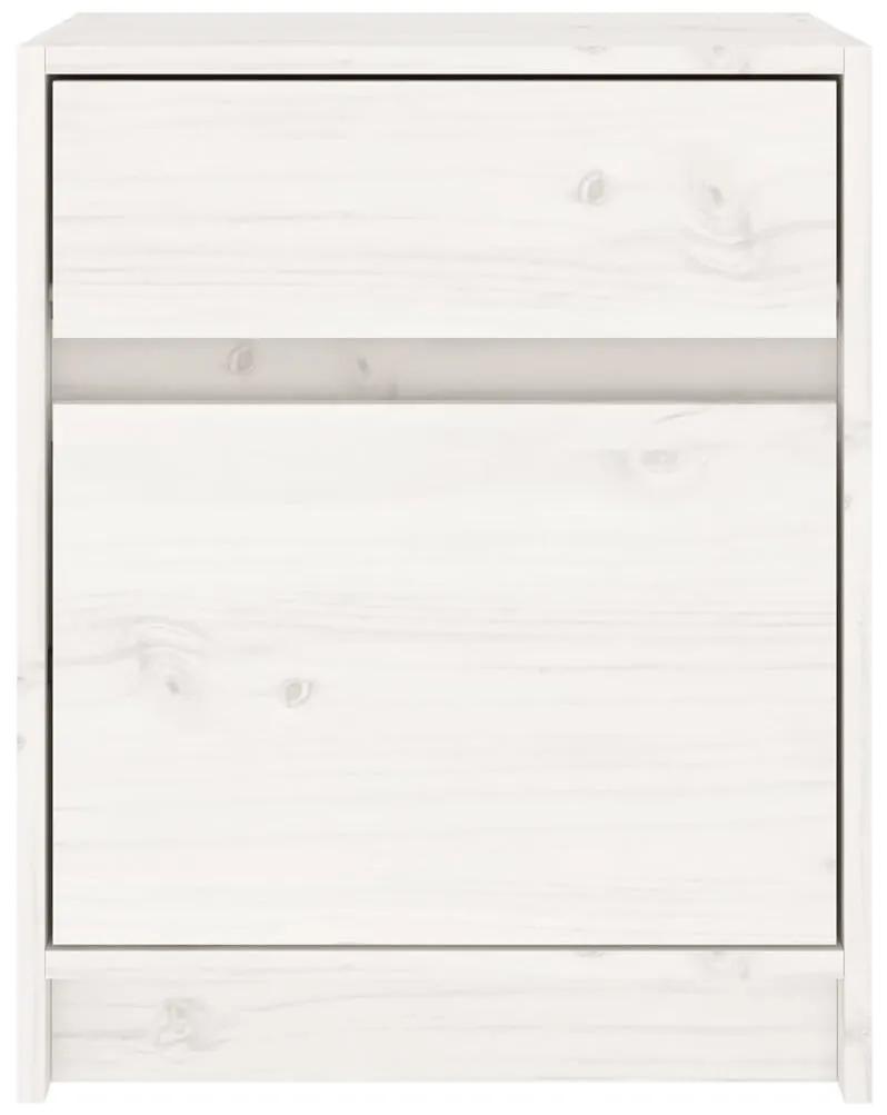 Noptiere, 2 buc., alb, 40x31x50 cm, lemn masiv de pin 2, Alb