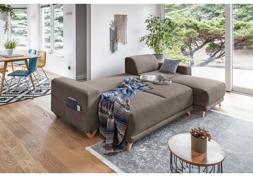 Colțar maro extensibil/cu spațiu de depozitare Classy Sophie – Miuform