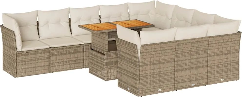 vidaXL Set canapele de grădină cu perne, 11 piese, bej, poliratan