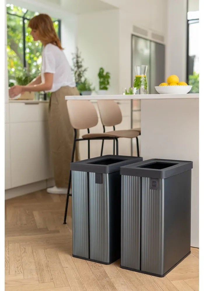 Coș de gunoi gri de reciclat din plastic reciclat 54 l Verto Recycle – Curver