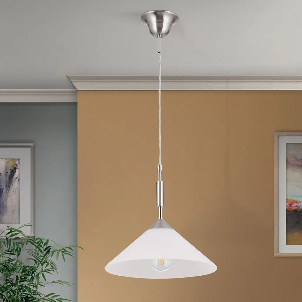 Lustra, Pendul realizat manual ARTDESIGN 30cm, crom satinat/ alb opac