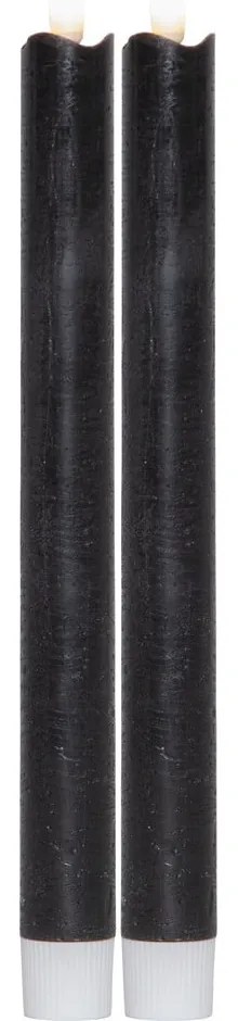 Set de 2 lumânări de ceară cu LED Star Trading Flamme, înălțime 25 cm, negru