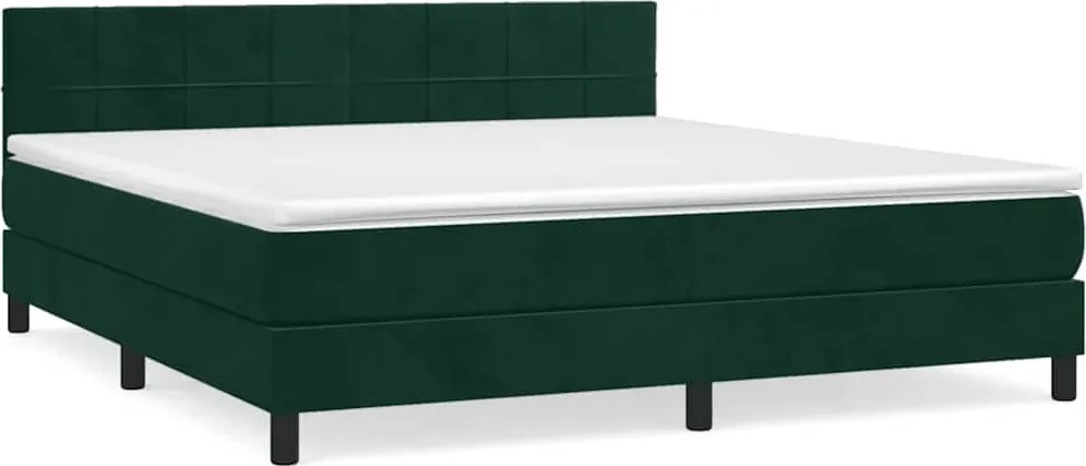 vidaXL Pat box spring cu saltea, verde închis, 180x200 cm, catifea