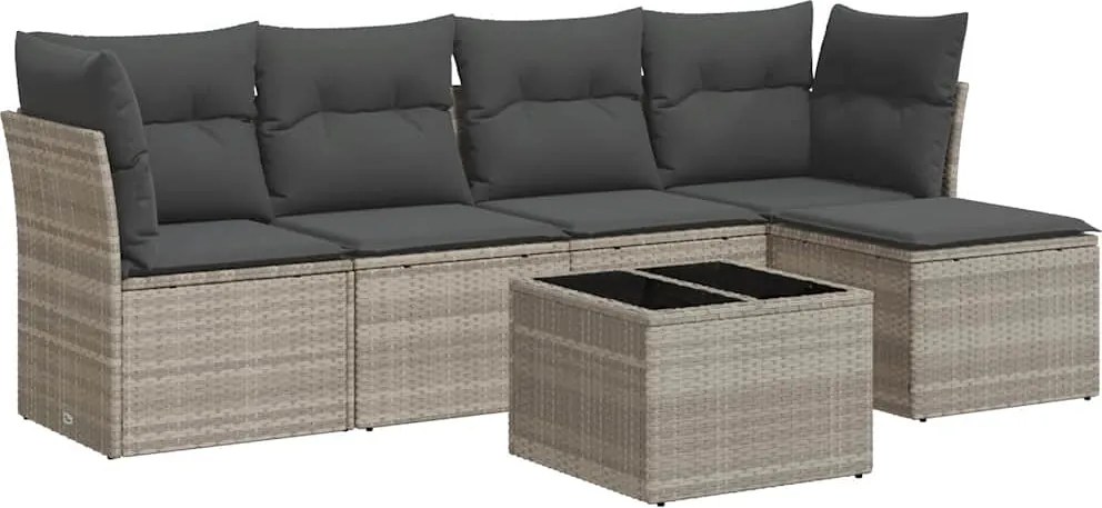 vidaXL Set canapele de grădină cu perne, 6 piese gri deschis poliratan