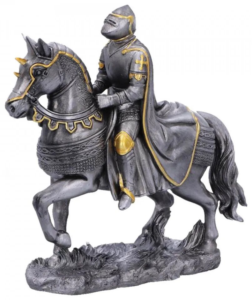 Statueta cavaler medieval Calul de Lupta 12 cm