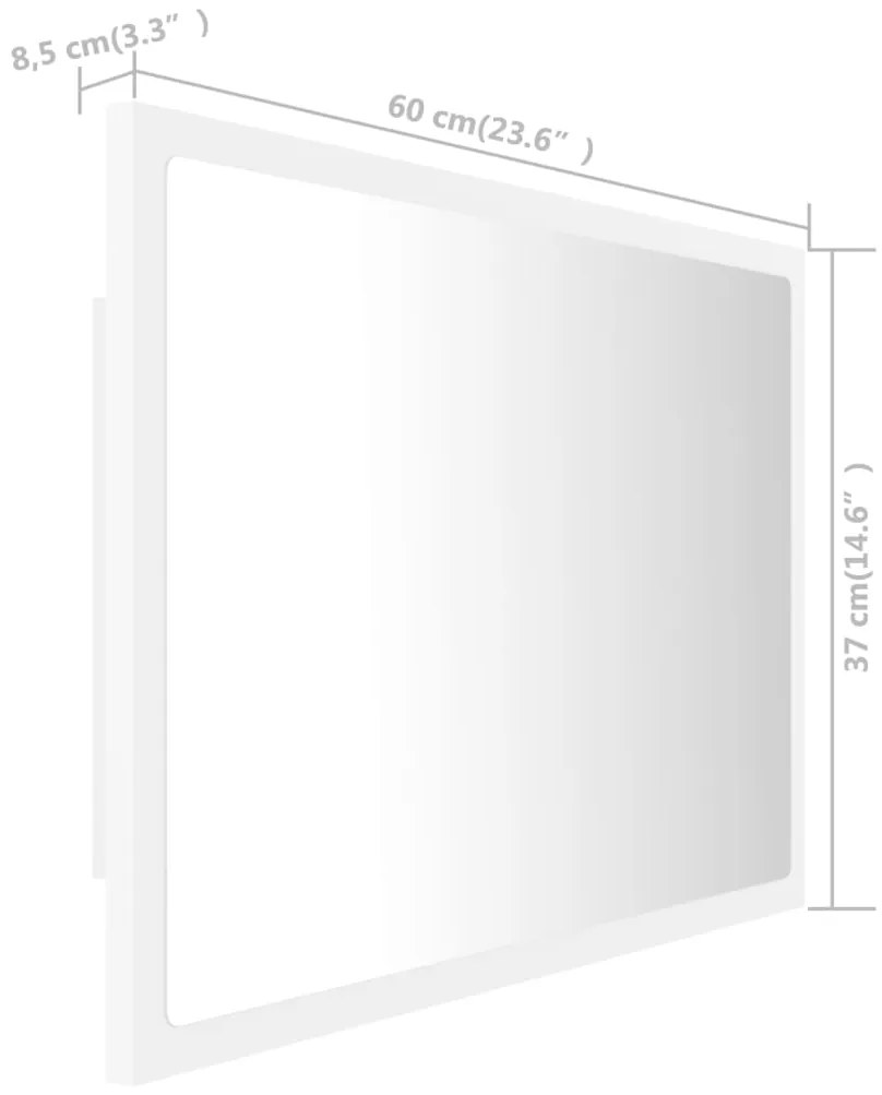 Oglinda de baie cu LED, alb, 60x8,5x37 cm, PAL Alb