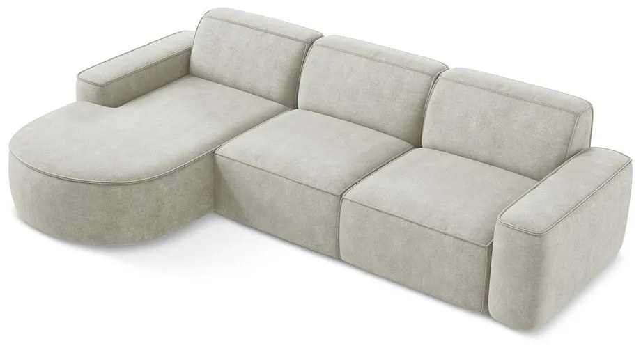 Colțar crem cu tapițerie din chenille (cu colț pe partea stângă/cu șezlong) Omao – Makamii