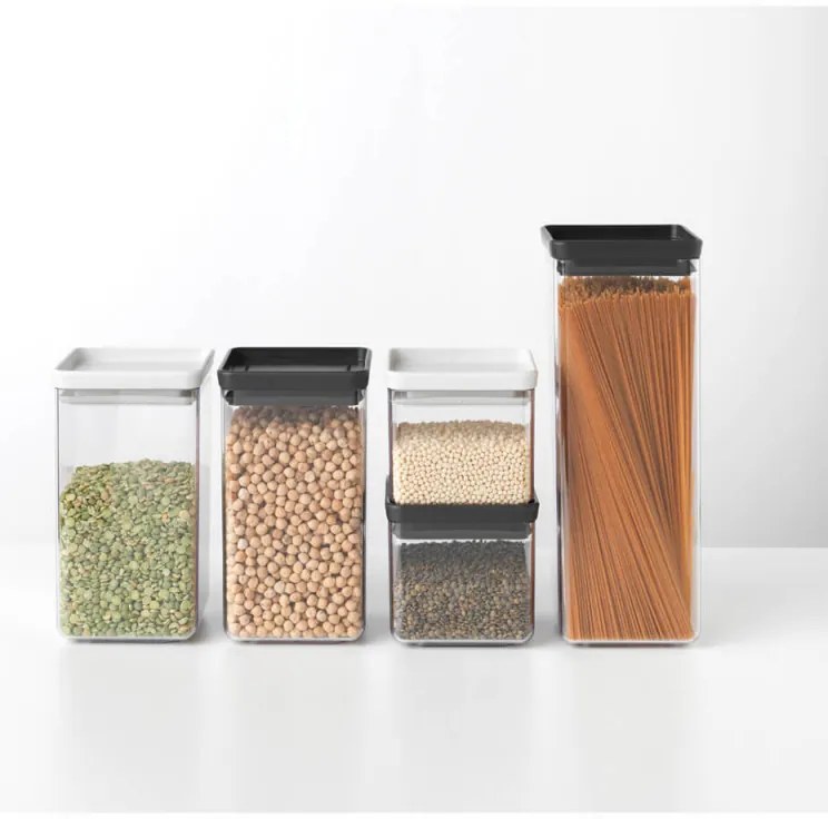 Borcan pentru depozitare Brabantia Tasty+ 1001172, 1,6 l, Transparent/ Gri închis