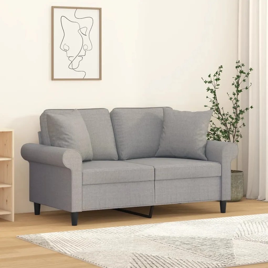 3153233 vidaXL Canapea cu 2 locuri, perne&pernuțe, gri deschis, 120 cm, textil