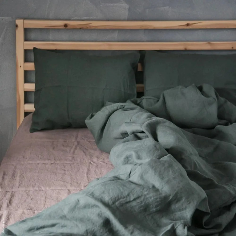 Față de pernă din in 40x40 cm Forest Green – Linen Tales