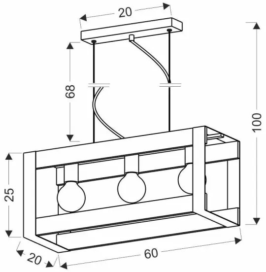 Lustră pe cablu VARNA 3xE27/40W/230V lemn
