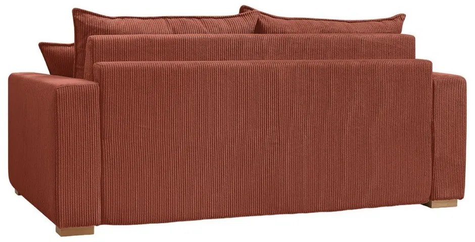 Canapea cărămizie extensibilă cu tapițerie din catifea reiată 225 cm Augustin – Bobochic Paris