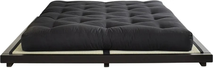 Pat dublu din lemn de pin cu saltea Karup Design Dock Double Latex Black/Black, 180 x 200 cm