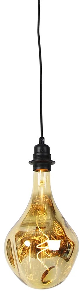 Lampă suspendată neagră reglabilă cu LED oglindă aurie reglabilă - Cava Luxe