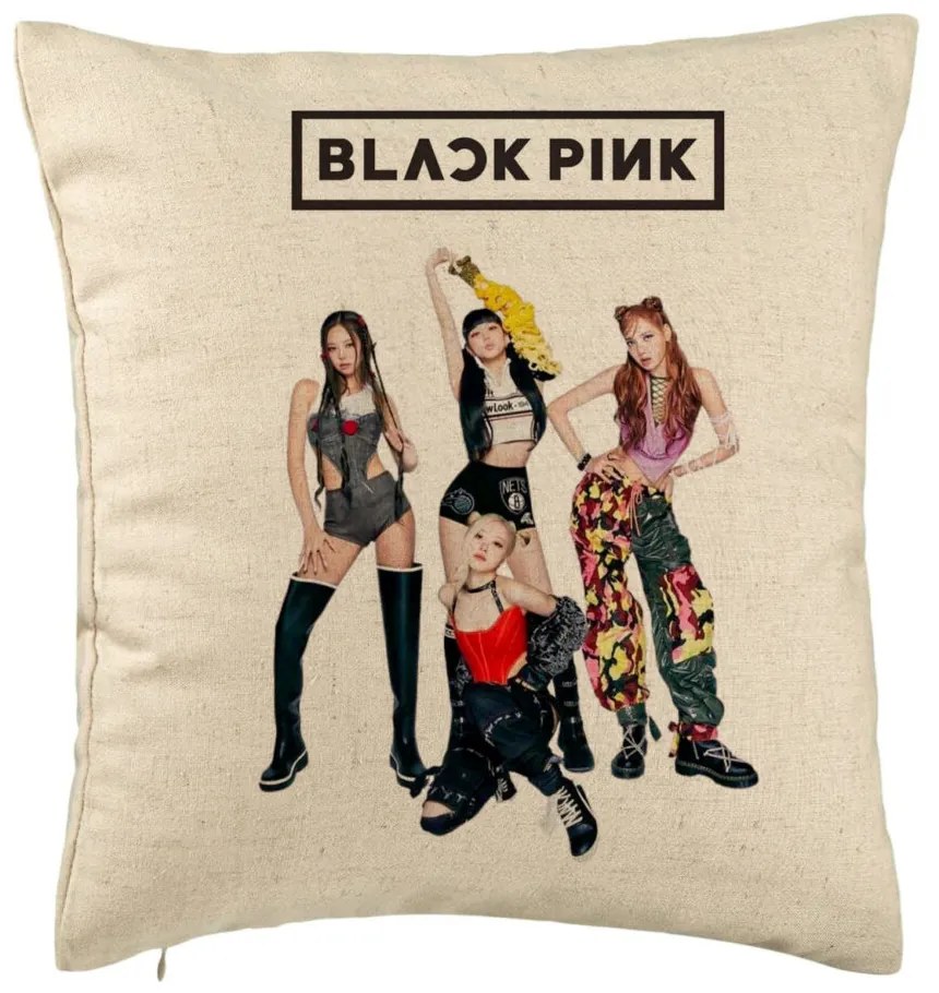 Perna Decorativa BlackPink, Model 3, 40x40 cm, Bej, Husa Detasabila, Burduf