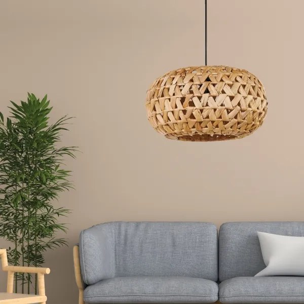 Lustră pe cablu HOSHI 1xE27/20W/230V d. 38 cm cânepă