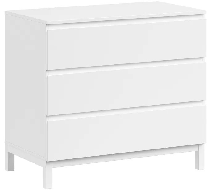 Set Complet Cameră Copii EVA: Pătuț Transformabil 70x140 cm, Comodă cu 3 Sertare, Masă de Înfășat și Dulap 2 Uși, Alb – Vipack