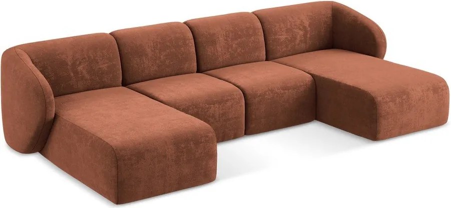 Colțar teracotă cu tapițerie din chenille (în formă de "U") Lani – Makamii