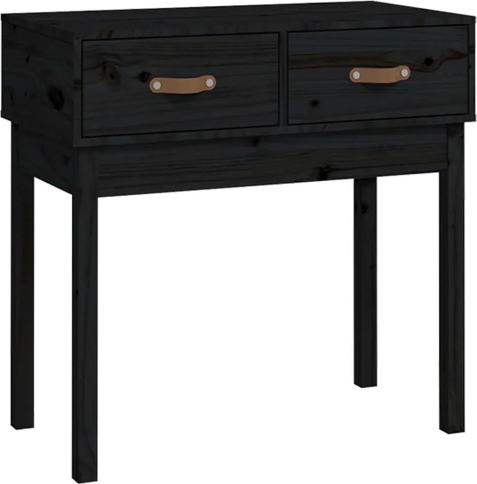 vidaXL Masă consolă, negru, 76,5x40x75 cm, lemn masiv de pin