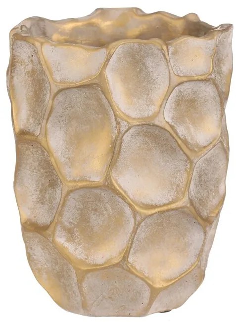 Vase de beton pentru flori Fagure, mărime M,lățime 16 cm, bej-auriu