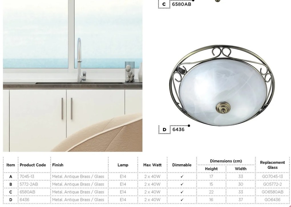 Plafoniera stil clasic Flush alama antic 7045-13 SRT