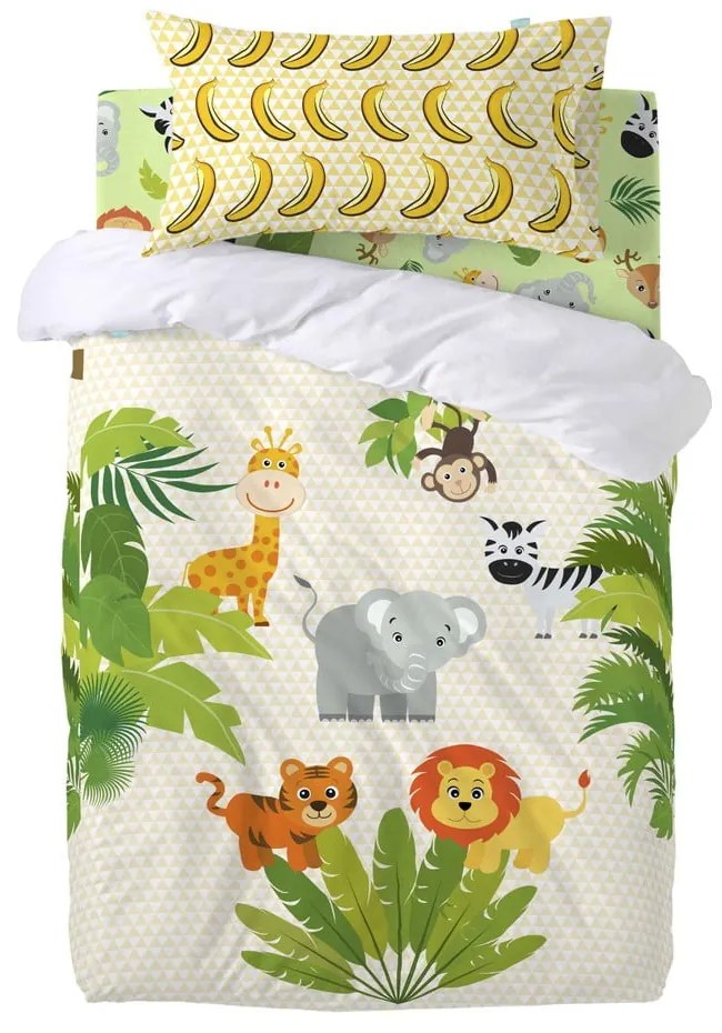 Cearceaf elastic din bumbac Mr. Fox Wild, 70 x 140 cm, verde